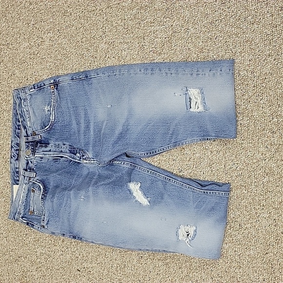 Haikure men's destructed Classic Blue Denim Jeans sz 28 x 28 button fly cotton - Picture 2 of 6